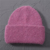 Casual Women's Hats Cashmere Wool Knitted Beanies Autumn Winter Brand New Three Fold Thick 2020 Knitted Girls Skullies Beanies