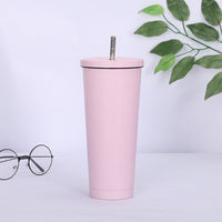 New Hot Sale 750ML 304Stainless Steel Straw Cup Large Capacity Vacuum Solid Color Coffee Mug Tumbler Cup