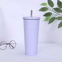 New Hot Sale 750ML 304Stainless Steel Straw Cup Large Capacity Vacuum Solid Color Coffee Mug Tumbler Cup