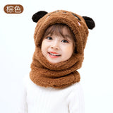 Winter Children Hat Plus Fleece Kids Caps Cartoon Hat For Girls Boys Scarf Thicken Cap Newborn Photography Baby Stuff