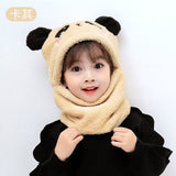 Winter Children Hat Plus Fleece Kids Caps Cartoon Hat For Girls Boys Scarf Thicken Cap Newborn Photography Baby Stuff