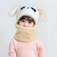 Winter Children Hat Plus Fleece Kids Caps Cartoon Hat For Girls Boys Scarf Thicken Cap Newborn Photography Baby Stuff