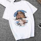 American Ripper Tupac 2pac Hip Hop Women's T Shirt Summer Short Sleeve Chewing Funny Tshirt Tops Women T-shirt Female