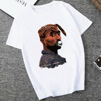 American Ripper Tupac 2pac Hip Hop Women's T Shirt Summer Short Sleeve Chewing Funny Tshirt Tops Women T-shirt Female