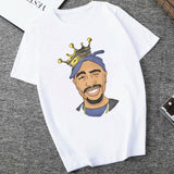 American Ripper Tupac 2pac Hip Hop Women's T Shirt Summer Short Sleeve Chewing Funny Tshirt Tops Women T-shirt Female