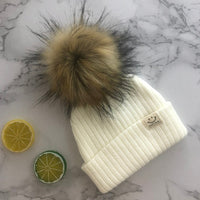 Winter Unisex Faux Fur Pompon Hat Scarf For Kids Boys Girls Knitted Baby Caps With Pompom Bonnet Children&#39;s Accessories