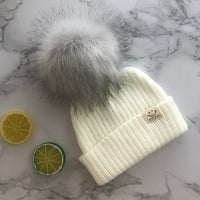 Winter Unisex Faux Fur Pompon Hat Scarf For Kids Boys Girls Knitted Baby Caps With Pompom Bonnet Children&#39;s Accessories