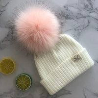 Winter Unisex Faux Fur Pompon Hat Scarf For Kids Boys Girls Knitted Baby Caps With Pompom Bonnet Children&#39;s Accessories