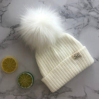 Winter Unisex Faux Fur Pompon Hat Scarf For Kids Boys Girls Knitted Baby Caps With Pompom Bonnet Children&#39;s Accessories