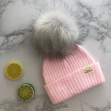 Winter Unisex Faux Fur Pompon Hat Scarf For Kids Boys Girls Knitted Baby Caps With Pompom Bonnet Children&#39;s Accessories