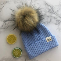 Winter Unisex Faux Fur Pompon Hat Scarf For Kids Boys Girls Knitted Baby Caps With Pompom Bonnet Children&#39;s Accessories