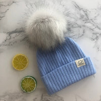 Winter Unisex Faux Fur Pompon Hat Scarf For Kids Boys Girls Knitted Baby Caps With Pompom Bonnet Children&#39;s Accessories