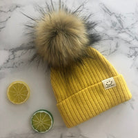 Winter Unisex Faux Fur Pompon Hat Scarf For Kids Boys Girls Knitted Baby Caps With Pompom Bonnet Children&#39;s Accessories