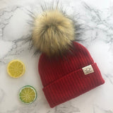 Winter Unisex Faux Fur Pompon Hat Scarf For Kids Boys Girls Knitted Baby Caps With Pompom Bonnet Children&#39;s Accessories