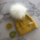 Winter Unisex Faux Fur Pompon Hat Scarf For Kids Boys Girls Knitted Baby Caps With Pompom Bonnet Children&#39;s Accessories