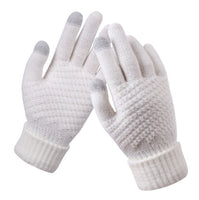 Women's Winter Touch Screen Gloves Thicken Warm Knitted Stretch Gloves Imitation Wool Full Finger Outdoor Skiing Gloves