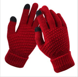 Women's Winter Touch Screen Gloves Thicken Warm Knitted Stretch Gloves Imitation Wool Full Finger Outdoor Skiing Gloves