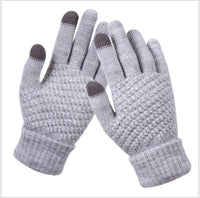 Women's Winter Touch Screen Gloves Thicken Warm Knitted Stretch Gloves Imitation Wool Full Finger Outdoor Skiing Gloves