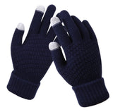 Women's Winter Touch Screen Gloves Thicken Warm Knitted Stretch Gloves Imitation Wool Full Finger Outdoor Skiing Gloves