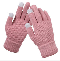 Women's Winter Touch Screen Gloves Thicken Warm Knitted Stretch Gloves Imitation Wool Full Finger Outdoor Skiing Gloves