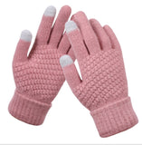 Women's Winter Touch Screen Gloves Thicken Warm Knitted Stretch Gloves Imitation Wool Full Finger Outdoor Skiing Gloves