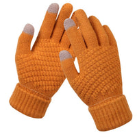 Women's Winter Touch Screen Gloves Thicken Warm Knitted Stretch Gloves Imitation Wool Full Finger Outdoor Skiing Gloves