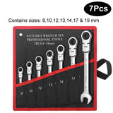 Flex Head Ratcheting Wrench Set,Combination Ended Spanner kits, Chrome Vanadium Steel Hand Tools Socket Key Ratchet Wrench set