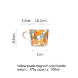 MDZF SWEETHOME 500ml Yellow Peach Cactus Glass Tea Milk Cups With Scale Coffee Mug Party Creative Drinkware Tumbler Water Cups