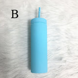 Hot Sale 16oz Acrylic Slim Skinny Tumbler Colorful Matte Water Bottle With Lid Straw Double Wall For New Year Party Gifts