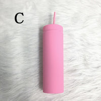 Hot Sale 16oz Acrylic Slim Skinny Tumbler Colorful Matte Water Bottle With Lid Straw Double Wall For New Year Party Gifts