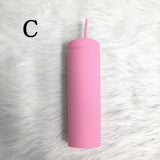 Hot Sale 16oz Acrylic Slim Skinny Tumbler Colorful Matte Water Bottle With Lid Straw Double Wall For New Year Party Gifts