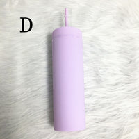 Hot Sale 16oz Acrylic Slim Skinny Tumbler Colorful Matte Water Bottle With Lid Straw Double Wall For New Year Party Gifts