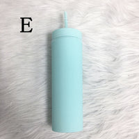 Hot Sale 16oz Acrylic Slim Skinny Tumbler Colorful Matte Water Bottle With Lid Straw Double Wall For New Year Party Gifts