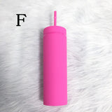 Hot Sale 16oz Acrylic Slim Skinny Tumbler Colorful Matte Water Bottle With Lid Straw Double Wall For New Year Party Gifts