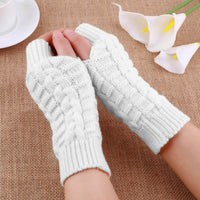 Half Finger Gloves for Women Winter Soft Warm Wool Knitting Arm Gloves Soft Warm Mittens Handschoenen Unisex Guantes Mujer Ne