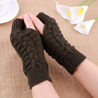 Half Finger Gloves for Women Winter Soft Warm Wool Knitting Arm Gloves Soft Warm Mittens Handschoenen Unisex Guantes Mujer Ne