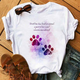 Maycaur Fashion Women Dogs Paws T Shirt Peace Love Dogs Funny Casual O-neck Short Sleeves T-shirt Summer Kawaii Female Tee Shirt