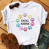 Maycaur Fashion Women Dogs Paws T Shirt Peace Love Dogs Funny Casual O-neck Short Sleeves T-shirt Summer Kawaii Female Tee Shirt