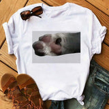 Maycaur Fashion Women Dogs Paws T Shirt Peace Love Dogs Funny Casual O-neck Short Sleeves T-shirt Summer Kawaii Female Tee Shirt