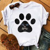 Maycaur Fashion Women Dogs Paws T Shirt Peace Love Dogs Funny Casual O-neck Short Sleeves T-shirt Summer Kawaii Female Tee Shirt