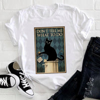 Women Cute Cat Striped Cute Face Clothing 2021 Funny Printing Animal Clothes Print Tshirt Female Tee Top Ladies Graphic T-shirt