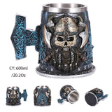 Medieval Dragon Resin Stainless Steel Beer Mug 600ml Retro Tankard Skull Coffee Cup Tea Mug Tumbler Pub Bar Decor Drop Shipping