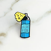 2019 Cartoon "BULLSHIT BE GONE"Blue Spray Bottle Brooch Cleaner Spray Enamel Pin Coat Badge Gift For Friends jewelry accessories