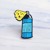 2019 Cartoon "BULLSHIT BE GONE"Blue Spray Bottle Brooch Cleaner Spray Enamel Pin Coat Badge Gift For Friends jewelry accessories