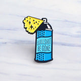 2019 Cartoon "BULLSHIT BE GONE"Blue Spray Bottle Brooch Cleaner Spray Enamel Pin Coat Badge Gift For Friends jewelry accessories