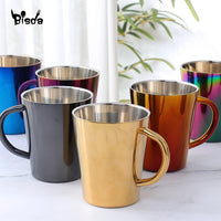 300ml Stainless Steel Coffee Mug Portable Milk Cup With Handle Double Wall Rainbow Cups Travel Tumbler Milk Tea Mugs