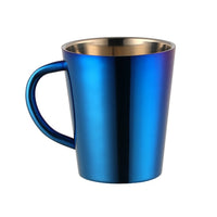 300ml Stainless Steel Coffee Mug Portable Milk Cup With Handle Double Wall Rainbow Cups Travel Tumbler Milk Tea Mugs