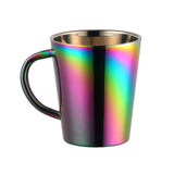 300ml Stainless Steel Coffee Mug Portable Milk Cup With Handle Double Wall Rainbow Cups Travel Tumbler Milk Tea Mugs