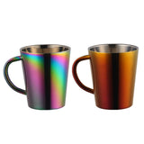 300ml Stainless Steel Coffee Mug Portable Milk Cup With Handle Double Wall Rainbow Cups Travel Tumbler Milk Tea Mugs