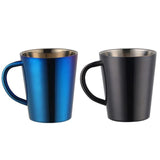 300ml Stainless Steel Coffee Mug Portable Milk Cup With Handle Double Wall Rainbow Cups Travel Tumbler Milk Tea Mugs